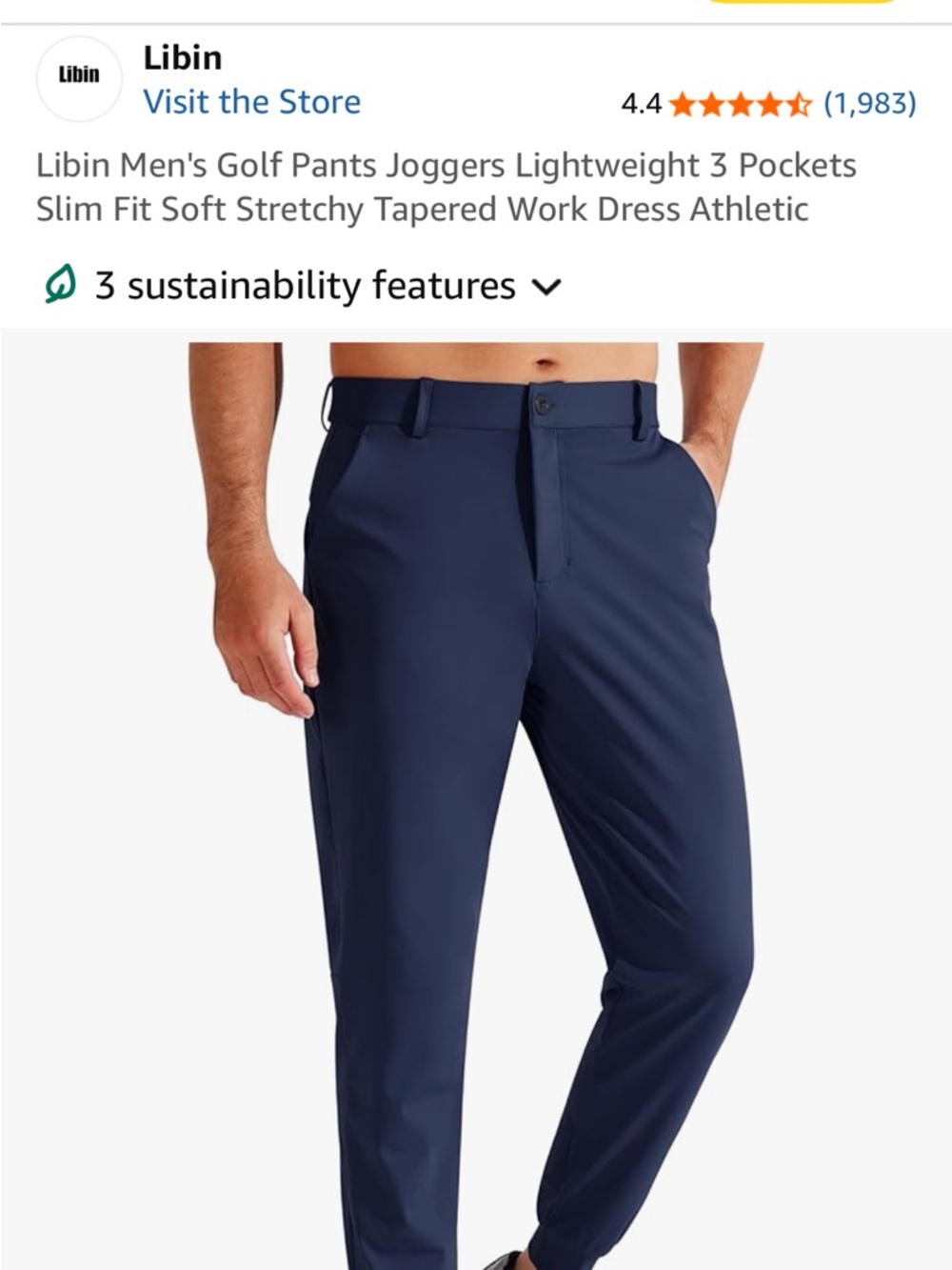 Libian Men's Slim Athletic Joggers - Navy Blue